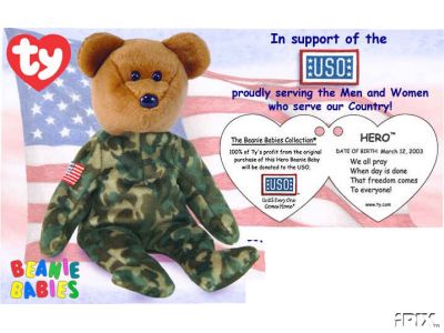 USA HERO Ty Beanie Baby USO Charity Bear