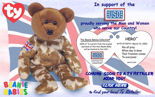 UK HERO Ty Beanie Baby USO British Charity Bear