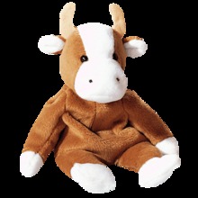 Ty BESSIE Beanie Baby Cow~ Brown & White Sitting Cow