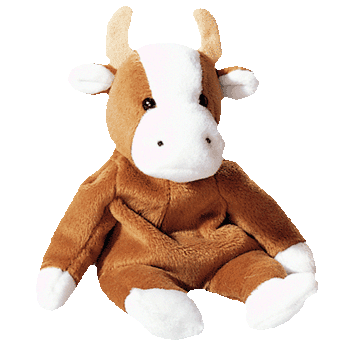 Ty BESSIE Beanie Baby Cow~ Brown & White Sitting Cow