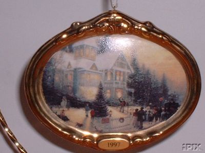 THOMAS KINKADE: Victorian Christmas Hallmark PORCELAIN 1997 Ornament 1st in Series