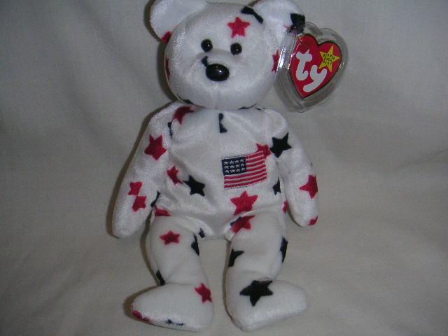 TY GLORY Patriotic Beanie Baby Bear USA