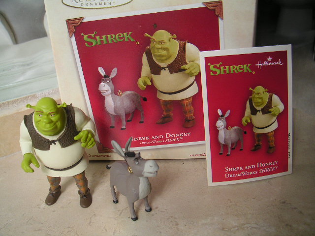 SHREK & DONKEY Hallmark 2003 set of 2 Ornaments