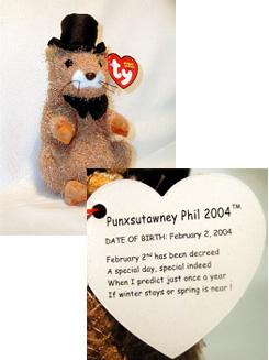 Ty PUNXSUTAWNEY PHIL 2004 Beanie Baby LIMITED Ed Pennsylvania Chamber of Commerce Groundhog