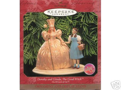 DOROTHY & GLINDA Wizard of Oz Hallmark Ornament w/ Stand 1999