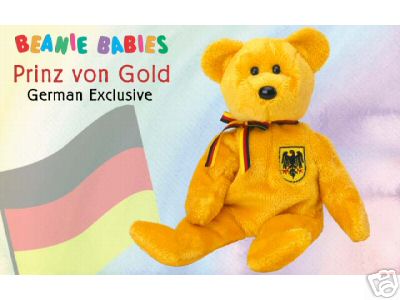 PRINZ VON GOLD Ty Beanie Baby German Exclusive Bear Germany