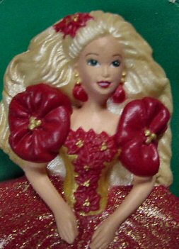 3-D Holiday Barbie Doll(1993 #1 Holiday Barbie) Hallmark Pin 1995 New