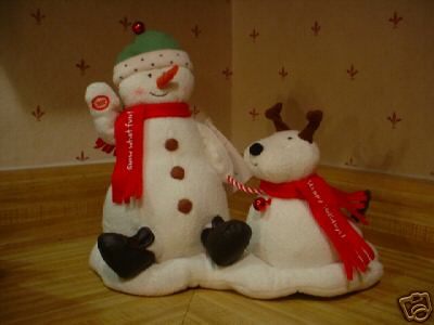 JINGLE PALS Singing Dancing SNOWMAN & DOG Hallmark 2004