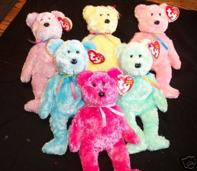 TY BEANIE BABIES All 6 Rainbow SHERBET BEARS
