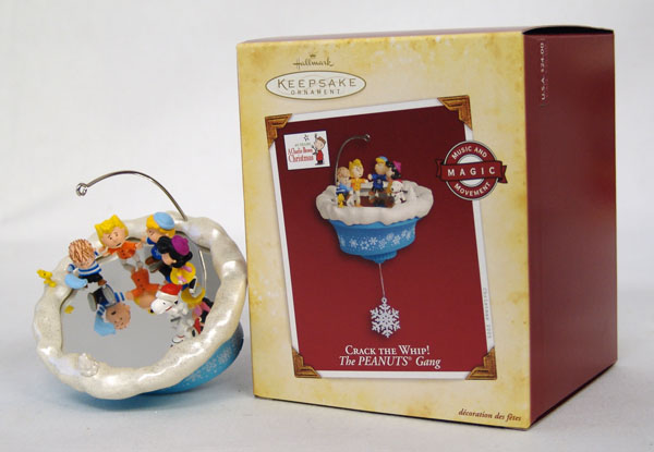 Peanuts CRACK THE WHIP! Magic Hallmark 2005 Christmas Ornament +Batteries