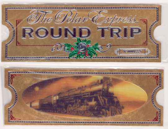 POLAR EXPRESS Gold Hologram ROUND TRIP TICKET ~Hallmark Bookmark