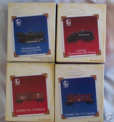 Set of 4 LIONEL TRAIN Hallmark Ornaments 2005