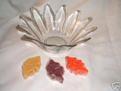 Autumn Fall Floating Candles w/ Glass Petal Bowl Hallmark