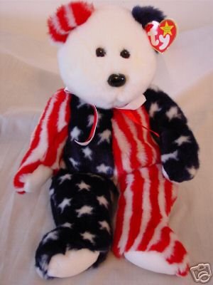 Ty Spangle Beanie Buddy Bear Retired Patriotic America