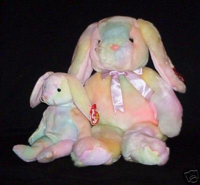 Ty HIPPIE Beanie Baby & Buddy Bunny Rabbits Plush