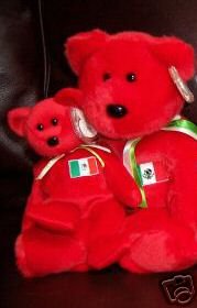 Ty OSITO Beanie Baby & Buddy Bears Mexico Mexican Flag Plush