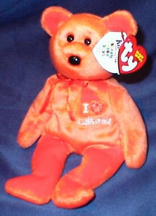 Ty Knotts Berry Farm Exclusive I LOVE CALIFORNIA Beanie Baby Bear Knott's