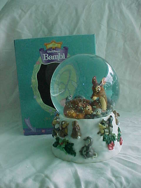 Disney BAMBI Musical Water Globe Waterball Enesco
