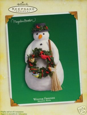 Marjolein Bastin WINTER FRIENDS Large Snowman Table Display+ 4 Birds~Hallmark 2005