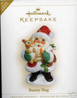 BUNNY HUG Santa & Rabbit Hallmark 2006 Ornament