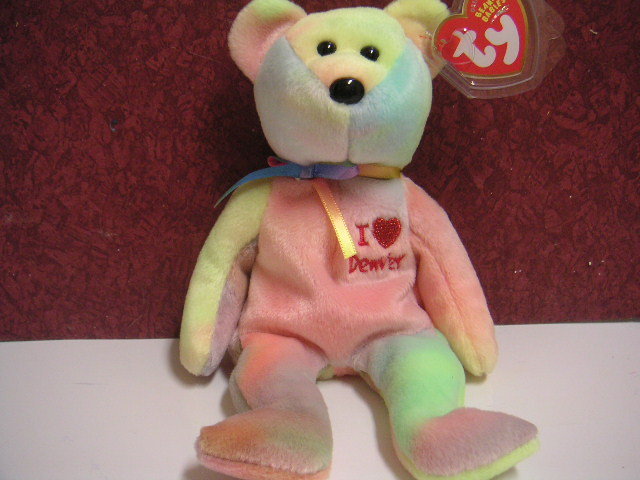 Ty I Love DENVER Bear Beanie Baby~Ty-dyed