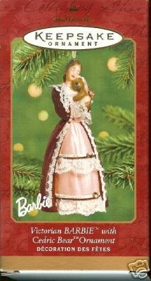VICTORIAN BARBIE w/ CEDRIC BEAR~ PORCELAIN Hallmark 2001 Ornament