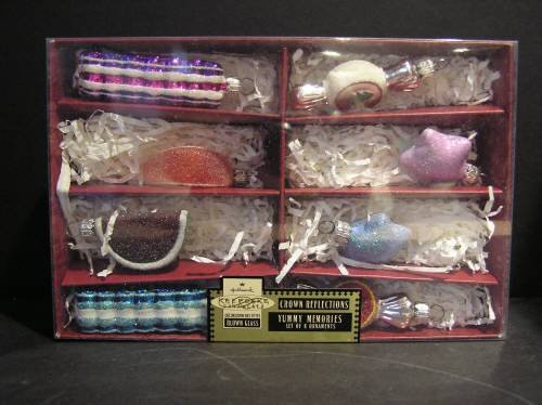 8 YUMMY MEMORIES Hallmark Blown Glass Ornaments~Set of 8
