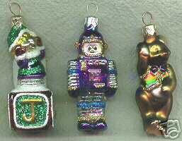 CHILDHOOD TREASURES~Blown Glass 1999 Hallmark Set of 3 Ornaments~Crown Reflections