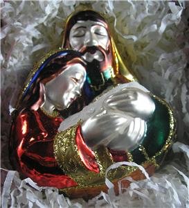 THE HOLY FAMILY~Blown Glass 1999 Hallmark Ornament~Crown Reflections