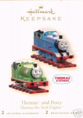 THOMAS the TANK ENGINE & PERCY~2 Hallmark Train Christmas Ornaments 2007