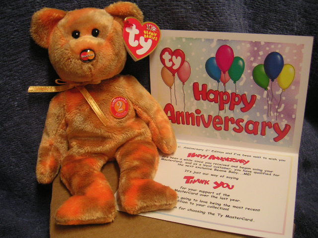Ty MASTERCARD M.C. Beanie Baby 2nd Anniversary +CARD
