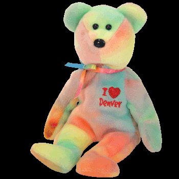Ty I LOVE DENVER Beanie Baby Ty-dyed
