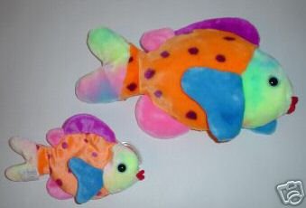 Ty LIPS the FISH~ Multicolored Beanie Baby & Buddy~2 Plush FISH -Mint!