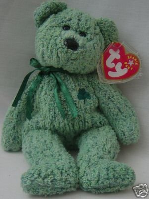 Ty SHAMROCK Beanie Baby Bear~Irish~Green~NEW