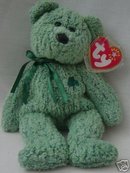 Ty SHAMROCK Beanie Baby Bear~Irish~Green~NEW