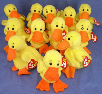 12 Ty QUACKERS Beanie Babies(Baby)~1 dozen~ Easter Party Favors~Mint