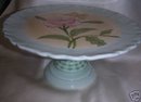Hand Painted Pedestal CAKE PLATTER Plate Floral China Zrike
