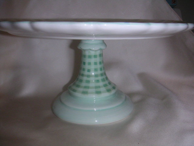 Hand Painted Pedestal CAKE PLATTER Plate Floral China Zrike