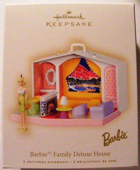 HALLMARK 2007 BARBIE FAMILY DELUXE HOUSE+DOLL~2 ORNAMENTS
