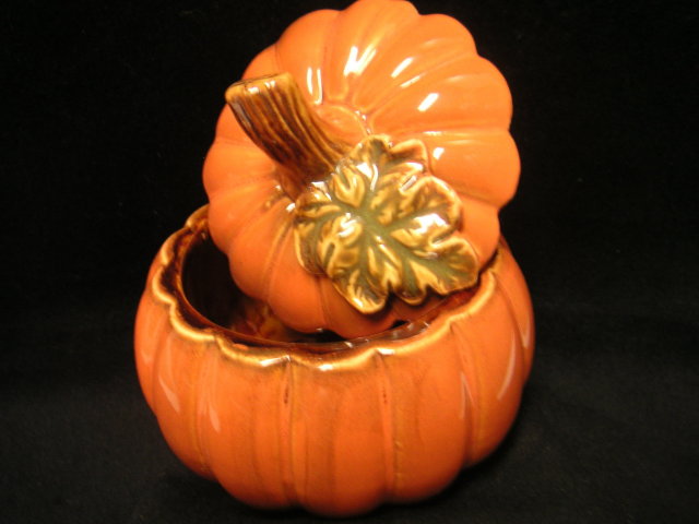 Halloween Ceramic Pumpkin Candy Box w/ Lid
