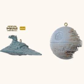 Star Wars THE DEATH STAR and STAR DESTROYER~2 Hallmark 2008 Mini Ornaments