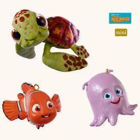 2008 Hallmark NEMO,SQUIRT and PEARL~Set of 3 Disney Christmas Ornaments