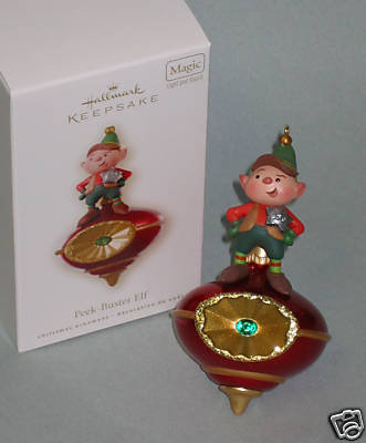 2008 HALLMARK PEEK-BUSTER ELF Lights and Sound~Motion Sensor~Christmas Ornament