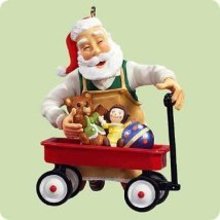 2004 Hallmark TOYMAKER SANTA~5th in Series~Christmas Ornament~Wagon