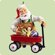 2004 Hallmark TOYMAKER SANTA~5th in Series~Christmas Ornament~Wagon