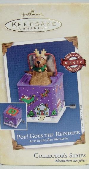 Hallmark 2005 POP! GOES THE REINDEER Jack-In-The-Box~Christmas Ornament