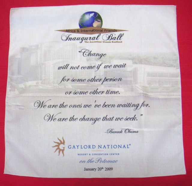 2009 BARACK OBAMA Inaugural Ball Memorabilia ~ PRINTED NAPKIN
