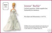 2007 Hallmark Porcelain JOYEUX BARBIE Club Exclusive Christmas ORNAMENT~Fashion Model
