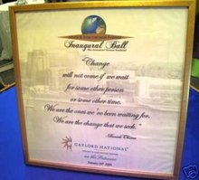 2009 BARACK OBAMA Inaugural AFRICA & INTERNATIONAL FRIENDS Ball Memorabilia ~ FRAMED PRINTED NAPKIN