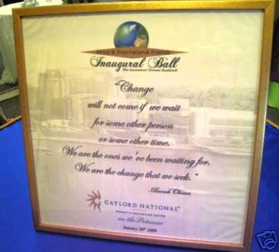 2009 BARACK OBAMA Inaugural AFRICA & INTERNATIONAL FRIENDS Ball Memorabilia ~ FRAMED PRINTED NAPKIN